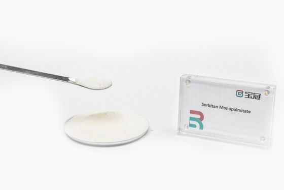 Sorbitanmonopalmitat oder Sorbitanpalmitat Molekulare Formel C22H42O6 Hellgelb, granularer Feststoff HLB-Wert 6,7 Stabilisator Verdickungsmittel Schmiermittel Weichmacher Veredelungsmittel Dispergiermittel